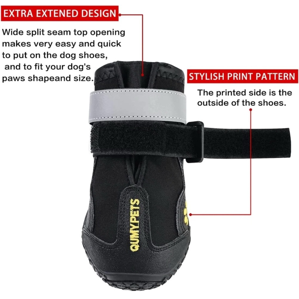 Dog Boots for Winter Snowy Day number 4 black reflective - Picture 2 of 10